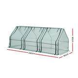 Green Fingers Mini Greenhouse 240x90x90cm Steel Frame PE Cover Outdoor Shelter - Close-Up Angle