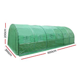 Green Fingers Greenhouse 6x3x2M Walk in Green House Tunnel Plant Garden Shed Dome - Front View
