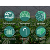 Green Fingers Greenhouse 6x3x2M Walk in Green House Tunnel Plant Garden Shed Dome - Rear View
