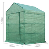 Green Fingers Greenhouse 1.4x1.55x2M Walk in Green House Tunnel Plant Garden Shed 8 Shelves - Front View
