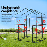 Green Fingers Greenhouse 1.4x1.55x2M Walk in Green House Tunnel Plant Garden Shed 8 Shelves - Top-Down View