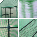 Green Fingers Greenhouse 1.4x1.55x2M Walk in Green House Tunnel Plant Garden Shed 8 Shelves - Rear View