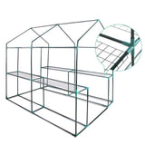 Green Fingers Greenhouse 1.2x1.9x1.9M Walk in Green House Tunnel Clear Garden Shed 4 Shelves - Close-Up Angle