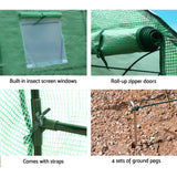 Green Fingers Greenhouse 3x2x2M Walk in Green House Tunnel Plant Garden Shed Dome - Rear View