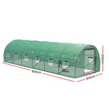 Green Fingers Greenhouse 9x3x2M Walk in Green House Tunnel Plant Garden Shed Dome - Front View