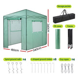 Green Fingers Greenhouse 180x240x240cm Steel Frame PE Cover Outdoor Shelter - Front View
