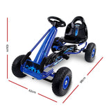 Rigo Kids Pedal Go Kart Ride On Toys Racing Car Rubber Tyre Blue - Front View