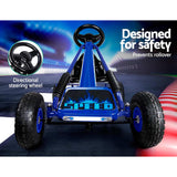 Rigo Kids Pedal Go Kart Ride On Toys Racing Car Rubber Tyre Blue - Top-Down View
