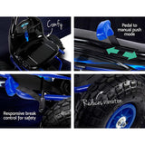 Rigo Kids Pedal Go Kart Ride On Toys Racing Car Rubber Tyre Blue - 45-Degree Angle