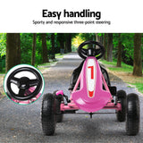 Rigo Kids Pedal Go Kart Ride On Toys Racing Car Adjustable Seat Pink - Side View
