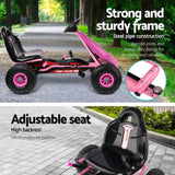 Rigo Kids Pedal Go Kart Ride On Toys Racing Car Adjustable Seat Pink - 45-Degree Angle