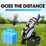 THOMSON Golf Buggy Electric Trolley Automatic Motorised Foldable Cart LED Black - 45-Degree Angle