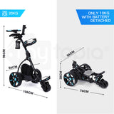 THOMSON Golf Buggy Electric Trolley Automatic Motorised Foldable Cart LED Black - Rear View