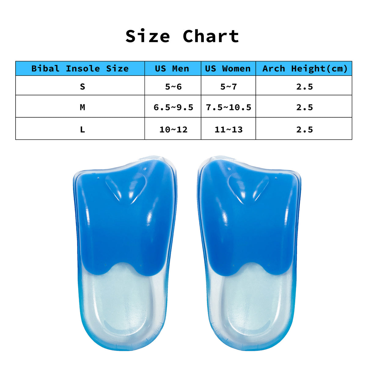 2X Pair Half Shoe Insoles Arch Support Gel Large