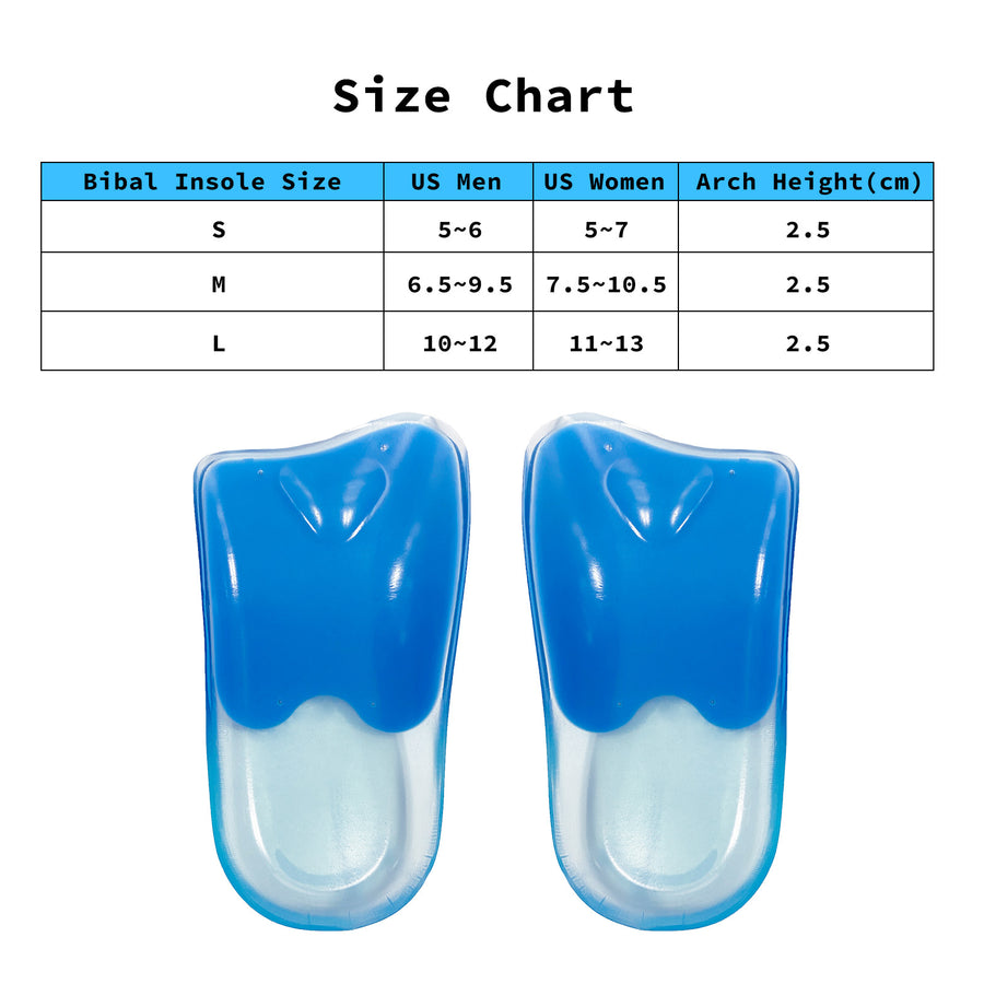 Half Shoe Insoles Arch Support Gel Large