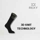 10X Medium 3D Seamless Crew Socks - BLACK - 45-Degree Angle