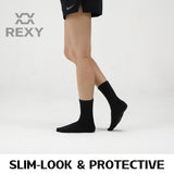 5X Medium 3D Seamless Crew Socks - BLACK - Top-Down View