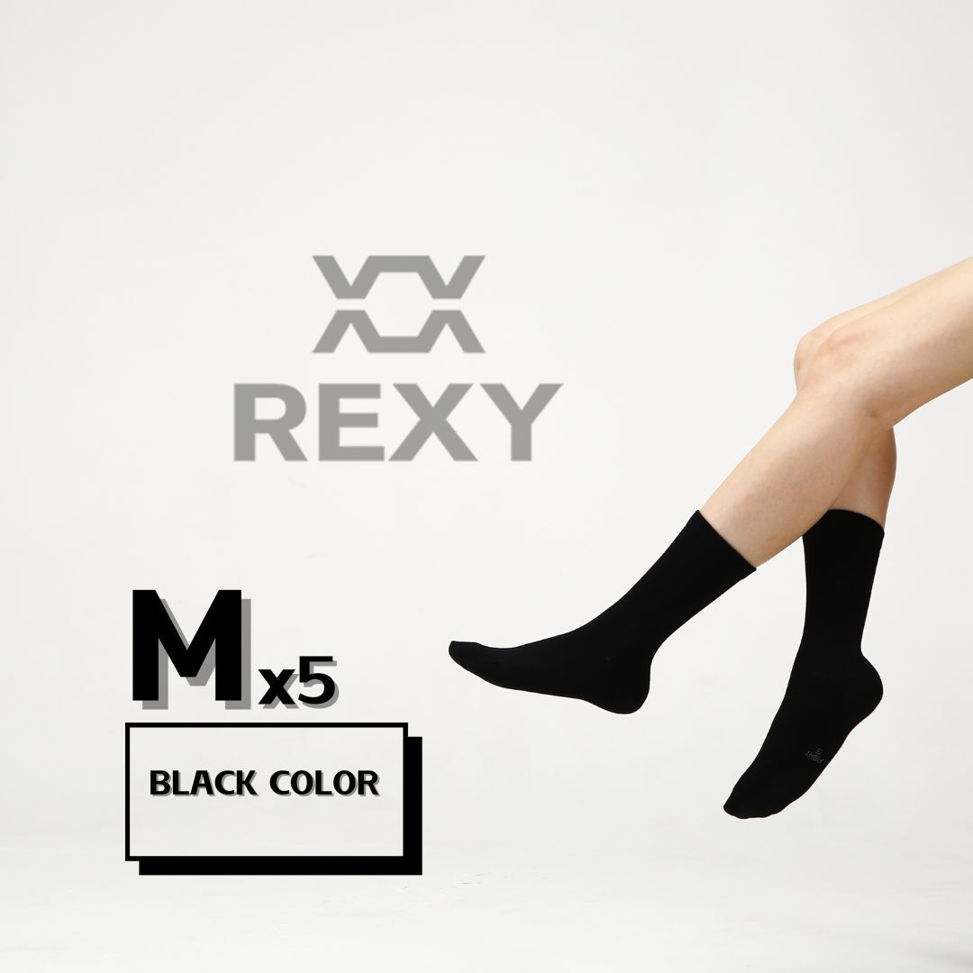 5X Medium 3D Seamless Crew Socks - BLACK