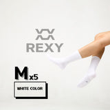 5X Medium 3D Seamless Crew Socks - WHITE