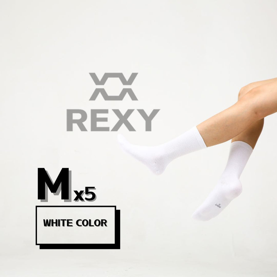 5X Medium 3D Seamless Crew Socks - WHITE