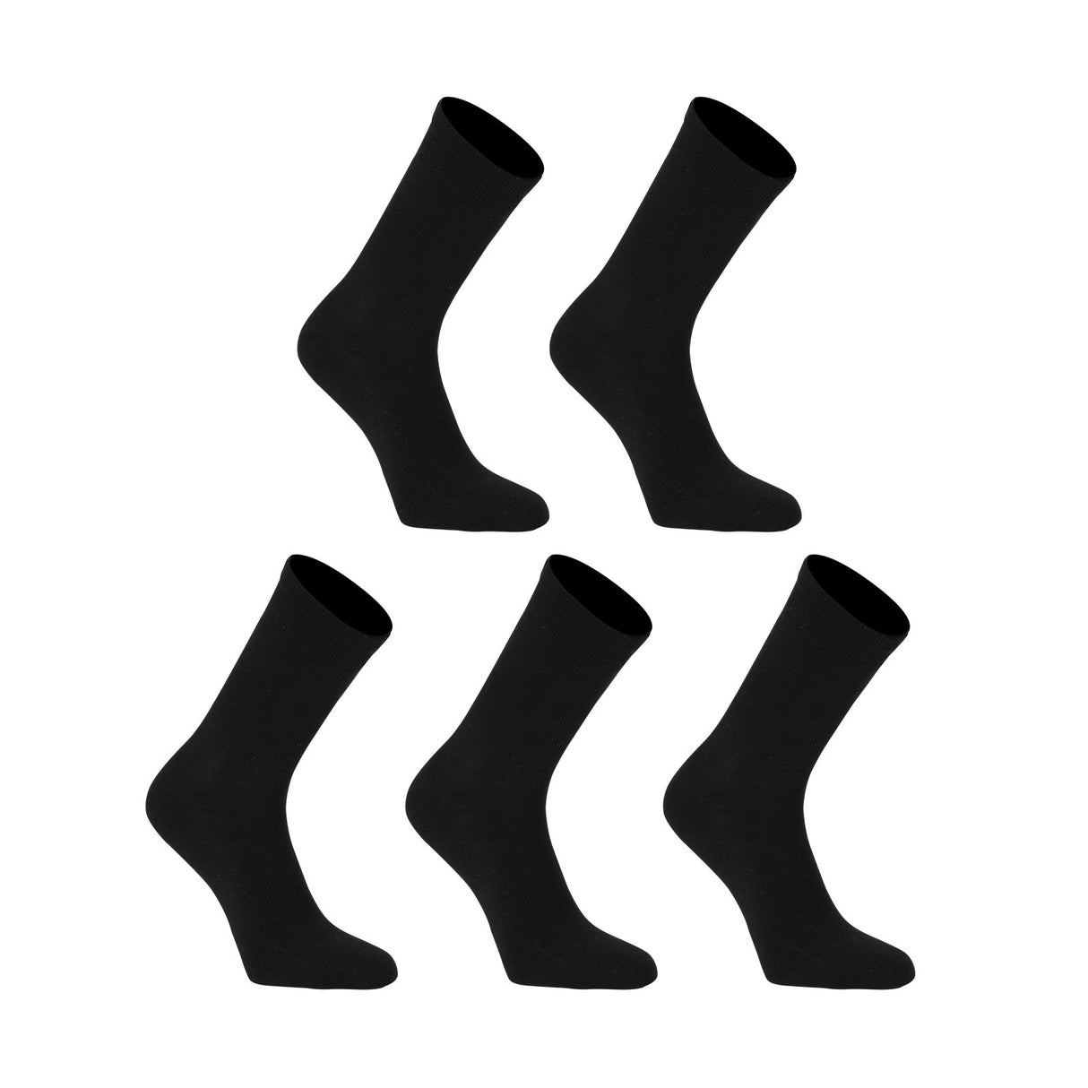 5X Small 3D Seamless Crew Socks - BLACK