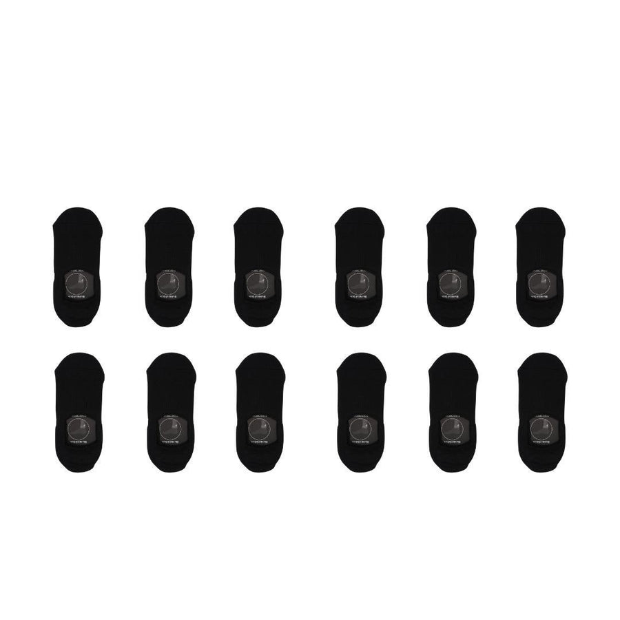 12X Medium Cushion No Show Socks - BLACK