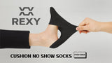 3X Medium Cushion No Show Socks - BLACK