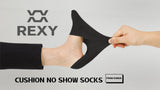 3X Medium Cushion No Show Socks - BLACK - Front View