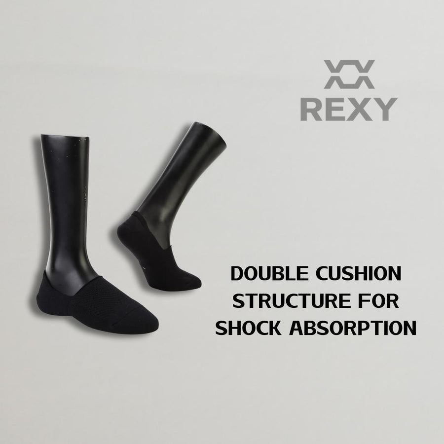 3X Medium Cushion No Show Socks - BLACK