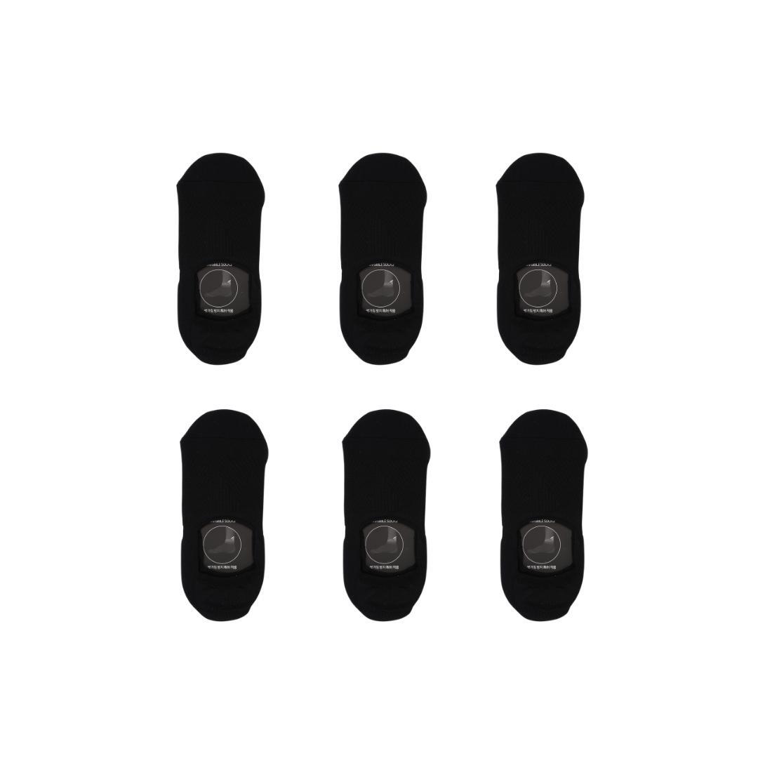 6X Medium Cushion No Show Socks - BLACK