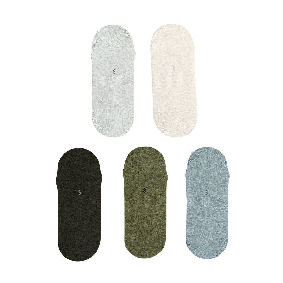 5X Small Daily No Show Socks - MULTI COLOUR