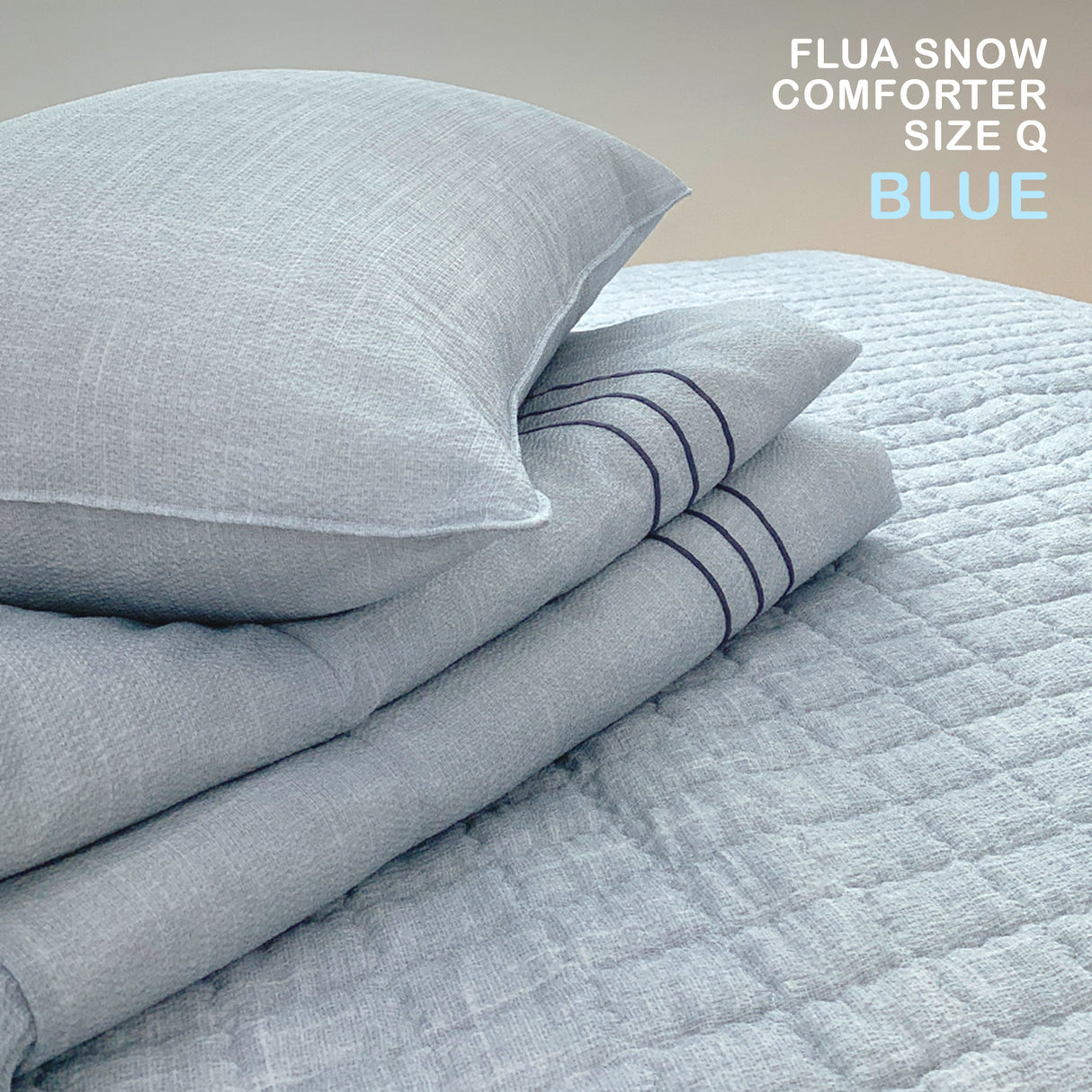 Flua Snow Comforter Set Double - BLUE