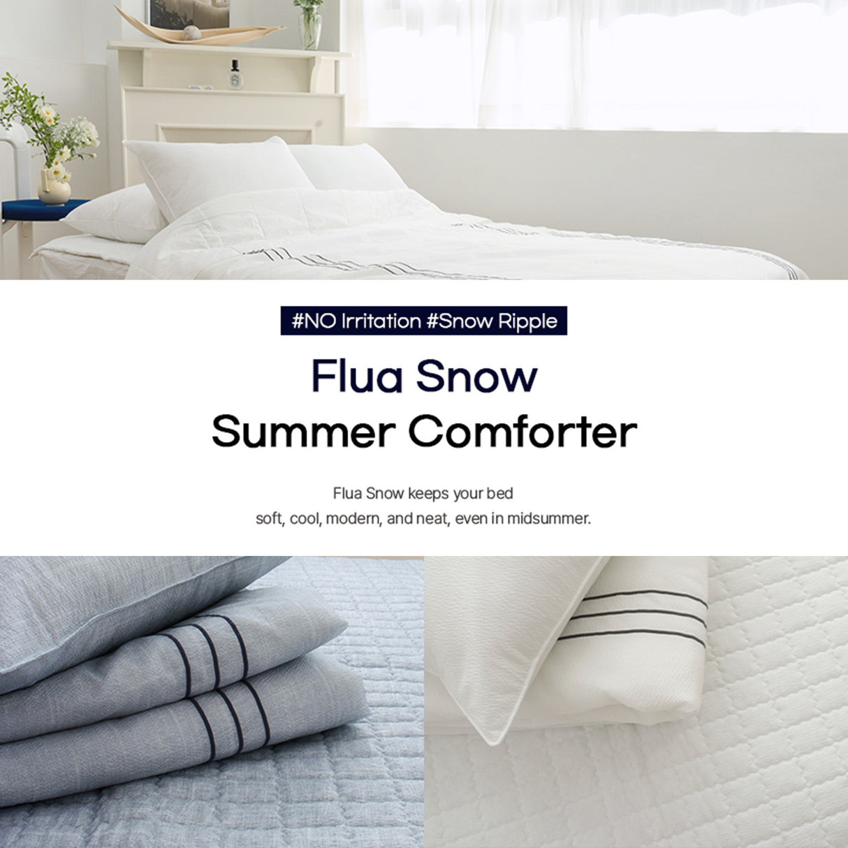 Flua Snow Comforter Set Queen - BLUE