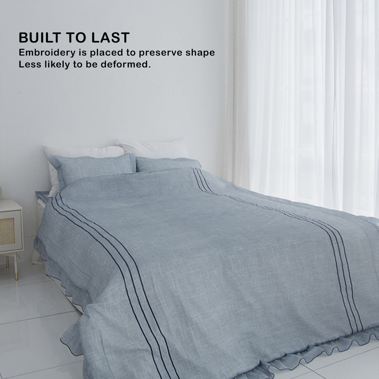 Flua Snow Comforter Set Queen - WHITE