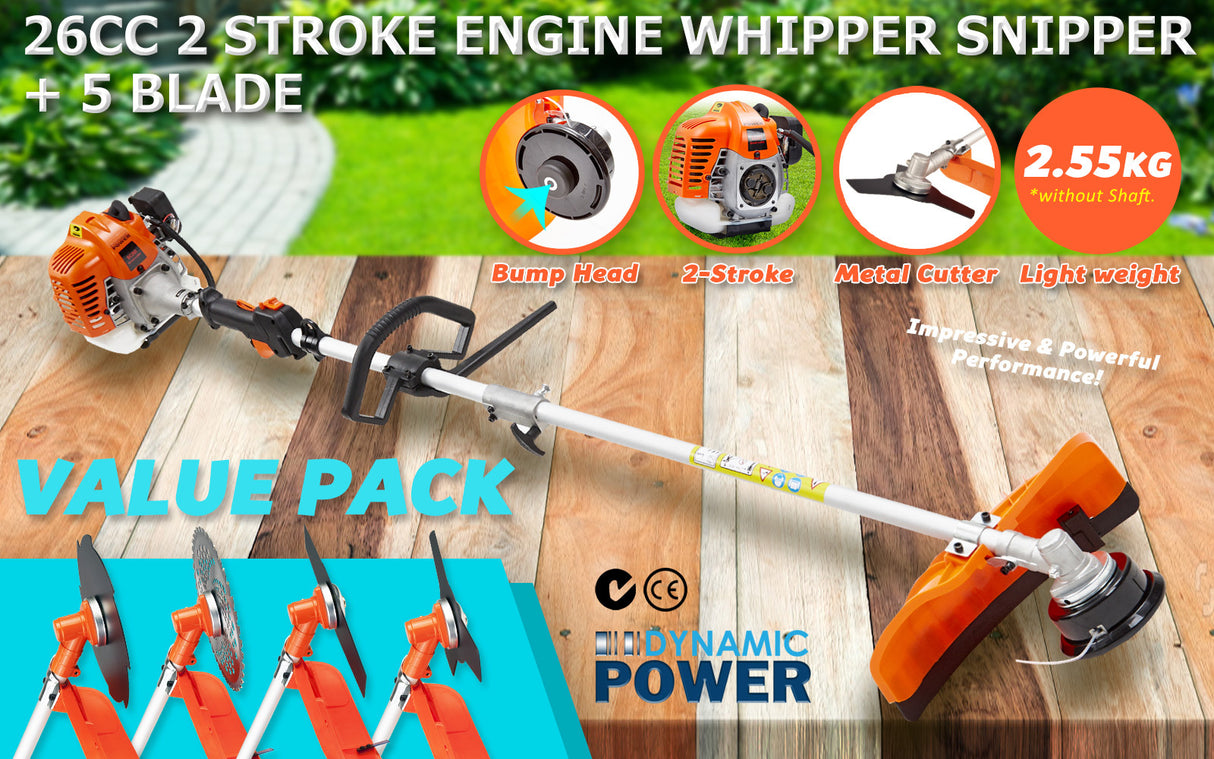 26cc Brush Cutter Whipper Snipper + 4 Blades