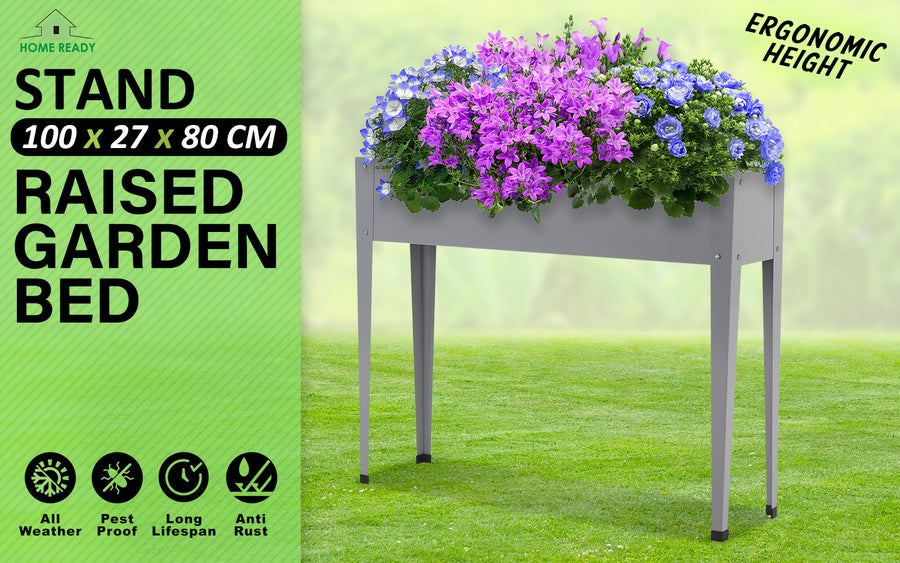 Raised Garden Bed With Stand 100 x 27 x 80cm - GREY