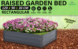 Raised Garden Bed Rectangular 120 x 90 x 30cm - GREY - Front View