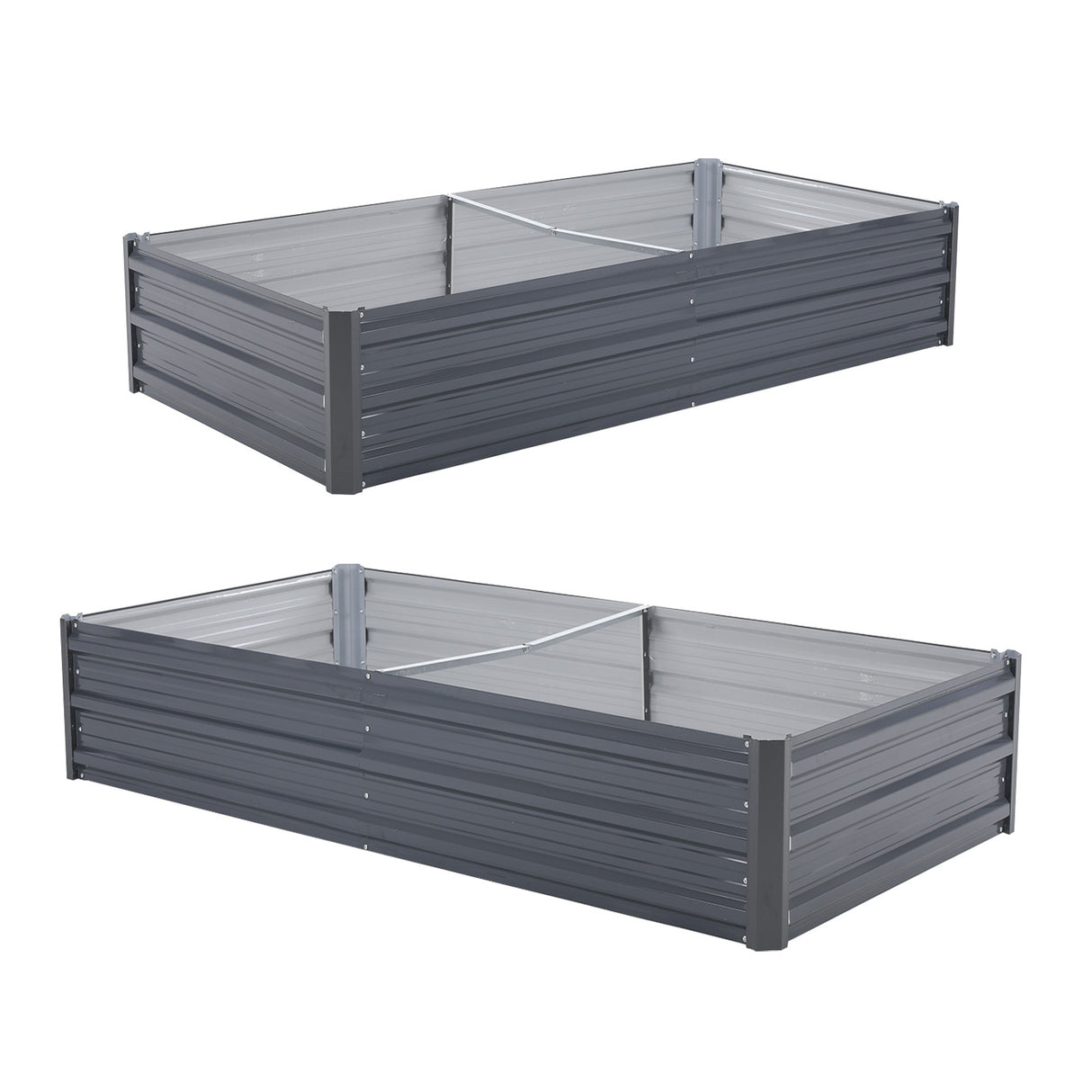 2X Raised Garden Bed Rectangular 150 x 90 x 30cm - GREY