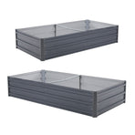 2X Raised Garden Bed Rectangular 150 x 90 x 30cm - GREY