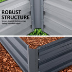 2X Raised Garden Bed Rectangular 180 x 90 x 30cm - GREY