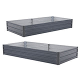 2X Raised Garden Bed Rectangular 210 x 90 x 30cm - GREY