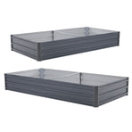 2X Raised Garden Bed Rectangular 210 x 90 x 30cm - GREY