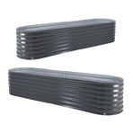 2X Raised Garden Bed Oval 240 x 80 x 45cm - GREY
