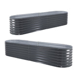 2X Raised Garden Bed Oval 240 x 80 x 45cm - GREY