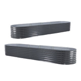 2X Raised Garden Bed Oval 320 x 80 x 45cm - GREY