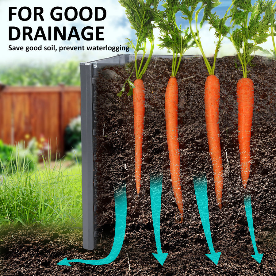Raised Garden Bed 2 in 1 Rectangular 320 x 80 x 77cm - GREY