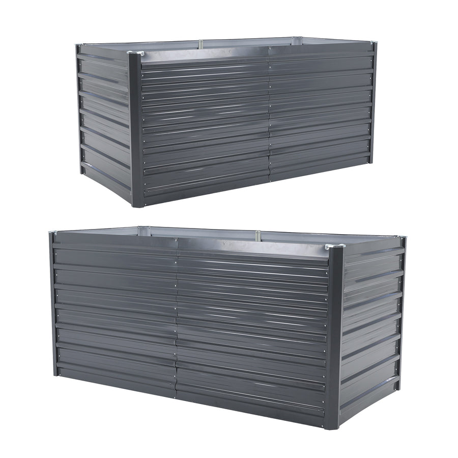 2X Raised Garden Bed 2 in 1 Rectangular 320 x 80 x 77cm - GREY