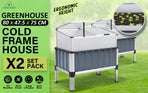 2X Raised Garden Bed With Cold Frame Greenhouse Cover 80 x 47.5 x 75cm - GREY
