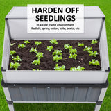 2X Raised Garden Bed With Cold Frame Greenhouse Cover 80 x 47.5 x 75cm - GREY