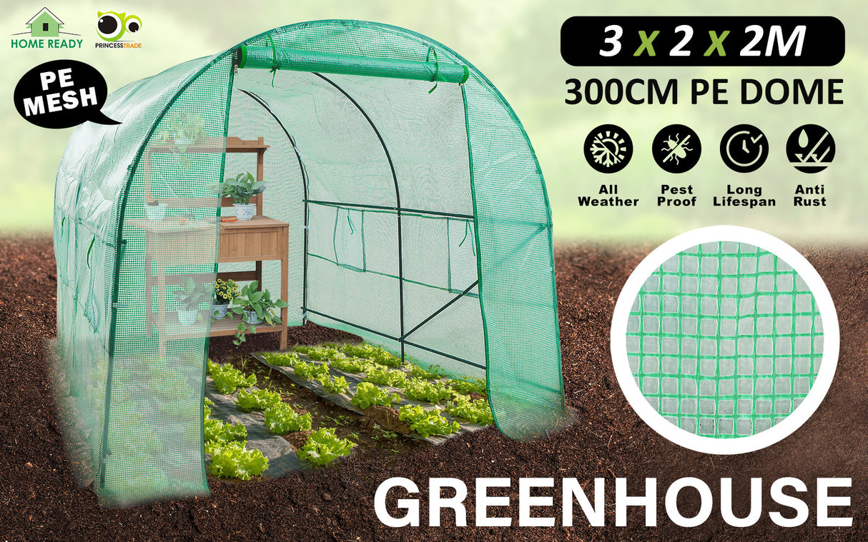3x2x2M Greenhouse PE Dome Tunnel - GREEN